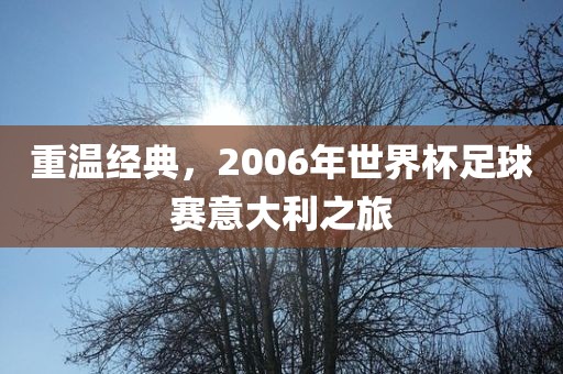 重温经典，2006年世界杯足球赛意大利之旅