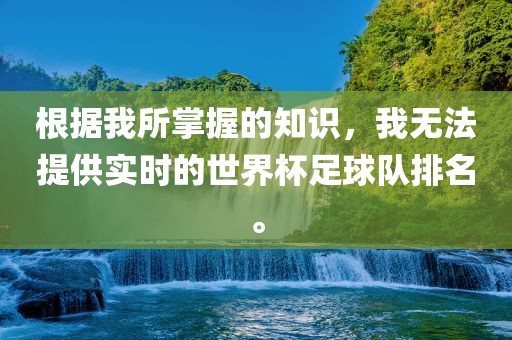 根据我所掌握的知识，我无法提供实时的世界杯足球队排名。