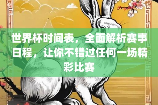 世界杯时间表，全面解析赛事日程，让你不错过任何一场精彩比赛