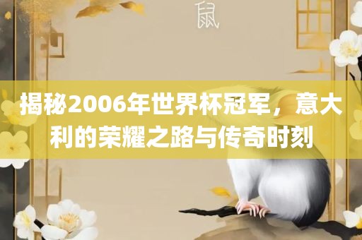 揭秘2006年世界杯冠军，意大利的荣耀之路与传奇时刻