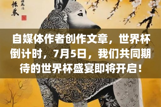 自媒体作者创作文章，世界杯倒计时，7月5日，我们共同期待的世界杯盛宴即将开启！