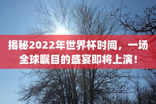 揭秘2022年世界杯时间，一场全球瞩目的盛宴即将上演！