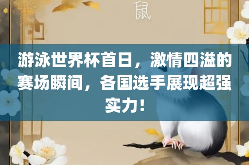 游泳世界杯首日，激情四溢的赛场瞬间，各国选手展现超强实力！