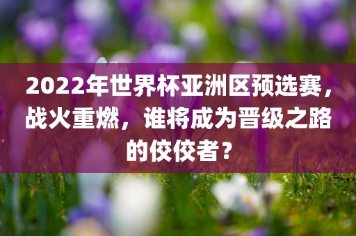 2022年世界杯亚洲区预选赛，战火重燃，谁将成为晋级之路的佼佼者？